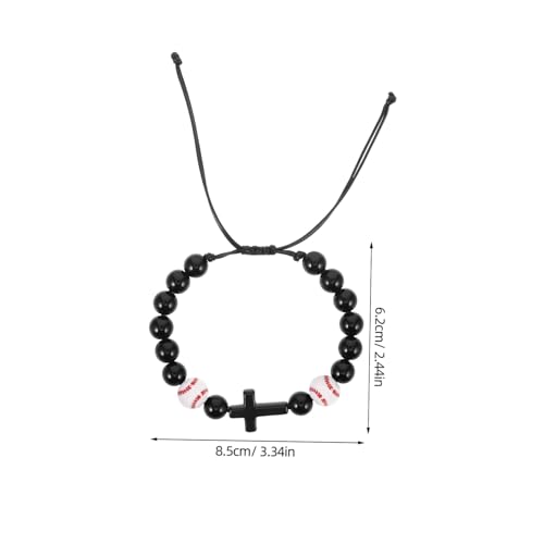 Milisten 6 Stück Verstellbare Baseball Armbänder mit Kreuz Anhängern Geflochtene Sport Perlenarmbänder für Herren und Damen Leichtes Baseball Schmuckset als zur Abschlussfeier und von Milisten