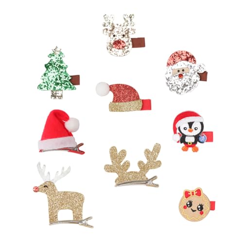 Milisten 9 Stück Teiliges Weihnachts Haarschmuck für Mädchen Niedliche Weihnachts Haarspangen mit Pailletten Bunte Cartoon Haarclips für Ponytail Zöpfe und Festliche Anlässe von Milisten