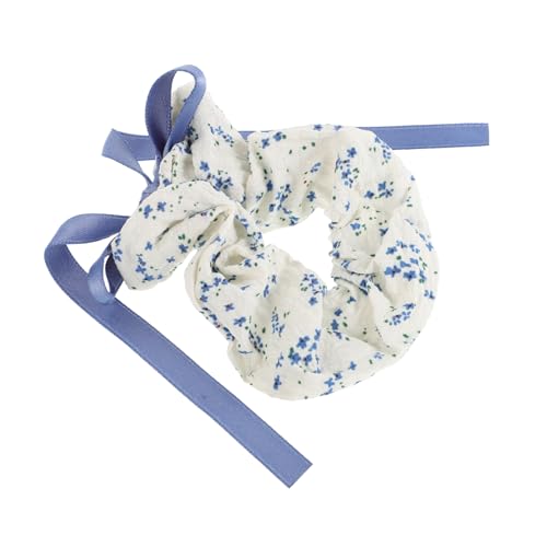 Milisten Haargummis Mit Blauem Blumenmuster Elastische Haargummis Mit Schleifen Süße Für Haarseile Dekorative Für Frauen Und Mädchen von Milisten