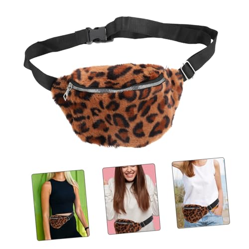 Milisten Damen Bauchtasche Leopard Kunstpelz mit Quaste Verstellbare Hüfttasche mit Reißverschluss Schräg Tragbare Schultertasche für Handy und Schlüssel Leichte Flauschige Gürteltasche von Milisten