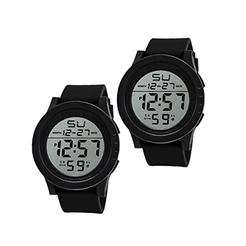 Milisten Herren LED Digital Armbanduhr Sportuhr mit Stoppuhr Countdown Dualzeit Großes Display Schwarz von Milisten