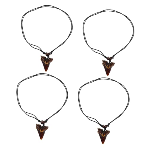 Milisten Hochwertige Herren Halskette mit Haifischzahn Anhänger aus Kunstharz und Holzperlen Verstellbare Strand Schmuckkette für Surfer Stilvolles für Männer und Jungen Teilig von Milisten