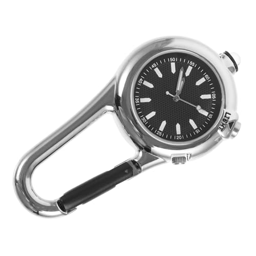 Milisten Kletternde Taschenuhr aus Edelstahl Uhr mit Karabiner tragbare Taschenuhr Uhr mit Clip-Schnalle Anhängeruhr Clip-on-Campinguhr Karabiner Uhr Rostfreier Stahl Silver von Milisten