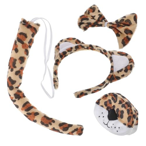 Milisten Leopard Kostüm Set für Leoparden Ohren Haarreif Süßem Fliege und Bequemes Tiger Stirnband für Zoo und Dschungel Mottofeste Geeignet für Junge Mädchen Cosplay und Karneval von Milisten