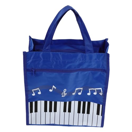 Milisten Musiknoten Handtasche Damen Tote Bag mit Doppeltem Fach Großer Kapazität Leicht Tragbar für Musikbücher Schüler und Lehrer Blau von Milisten