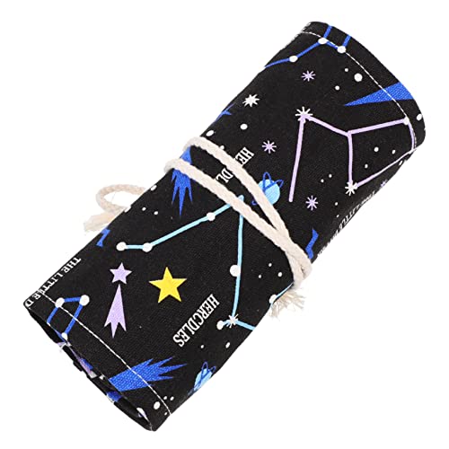 Milisten Rollos Aus Segeltuch Großer Bleistiftbeutel Inhaber Buntstiftträger Kawaii Federmäppchen Pinselhalter Buntstifthalter Rollkoffer Für Make-up-Pinsel Büro Bunte Stifte Veranstalter von Milisten
