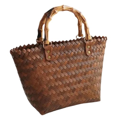 Milisten Strohtasche Umhängetasche Hochwertigem Geflochtenem Material Große Kapazität für Strand Einkauf oder Eleganter Boho mit Robustem Bambusgriff für Jede von Milisten