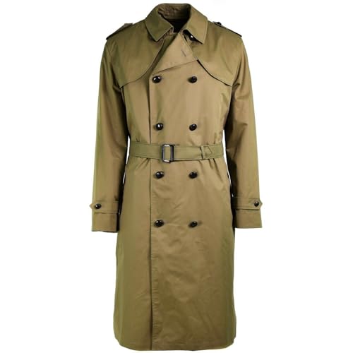 Echter niederländischer Armee-Mantel, Khaki, langer Offiziers-Trenchcoat mit Futter, khaki, Einheitsgröße von Militar