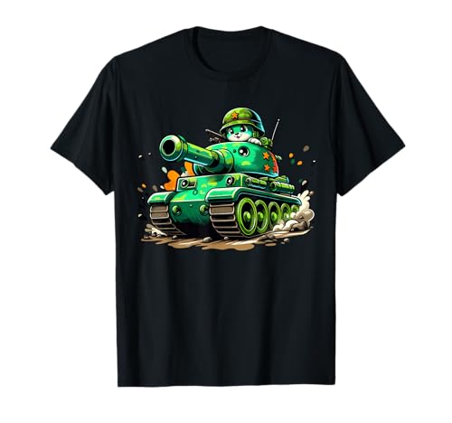 Cartoon Panzer Jungen Armee Panzer Militär Abenteuer T-Shirt von Military Adventure outfits for Kids