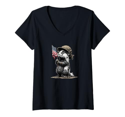 Damen Cooler Battlefield Dachs für US-Kleidung T-Shirt mit V-Ausschnitt Damen Cooler Battlefield Dachs für US-Kleidung T-Shirt mit V-Ausschnitt von Military Badger Outfit