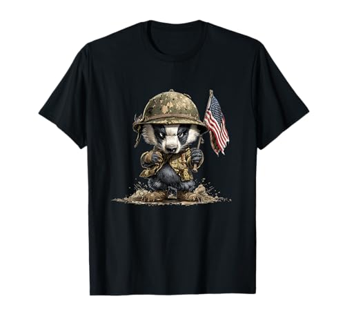 Militärisches Dachs Kostüm für Damen und Herren T-Shirt von Military Badger Outfit
