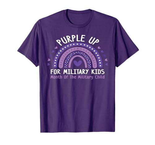 Militär Kinder Monat Regenbogen Lila Up für Militär Kinder T-Shirt von Military Child Awareness Proud Purple Kids Graphic