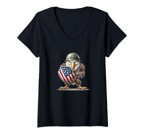 Damen Toller USA Adler im Militär Look für Mann und Frau T-Shirt mit V-Ausschnitt von Military Eagle Outfit