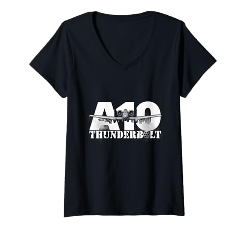 Damen Militärischer Humor – A10 Warzenschwein – Tank Buster T-Shirt mit V-Ausschnitt Damen Militärischer Humor – A10 Warzenschwein – Tank Buster T-Shirt mit V-Ausschnitt von Military Humor Stores