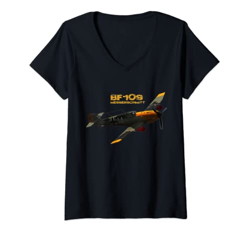 Damen BF-109 MESSERSCHMITT T-Shirt mit V-Ausschnitt Damen BF-109 MESSERSCHMITT T-Shirt mit V-Ausschnitt von Military Surplus +