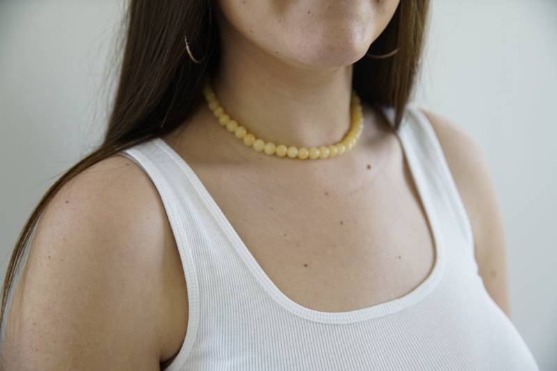 Handgefertigte Gelbe Calcit Perlenkette Sterlingsilber-Verschluss Handgefertigte Gelbe Calcit Perlenkette Sterlingsilber-Verschluss von MilkSide