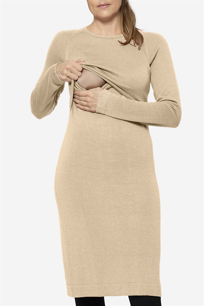 Beige Stillkleid aus Mulesing-free Merinowolle von Milker