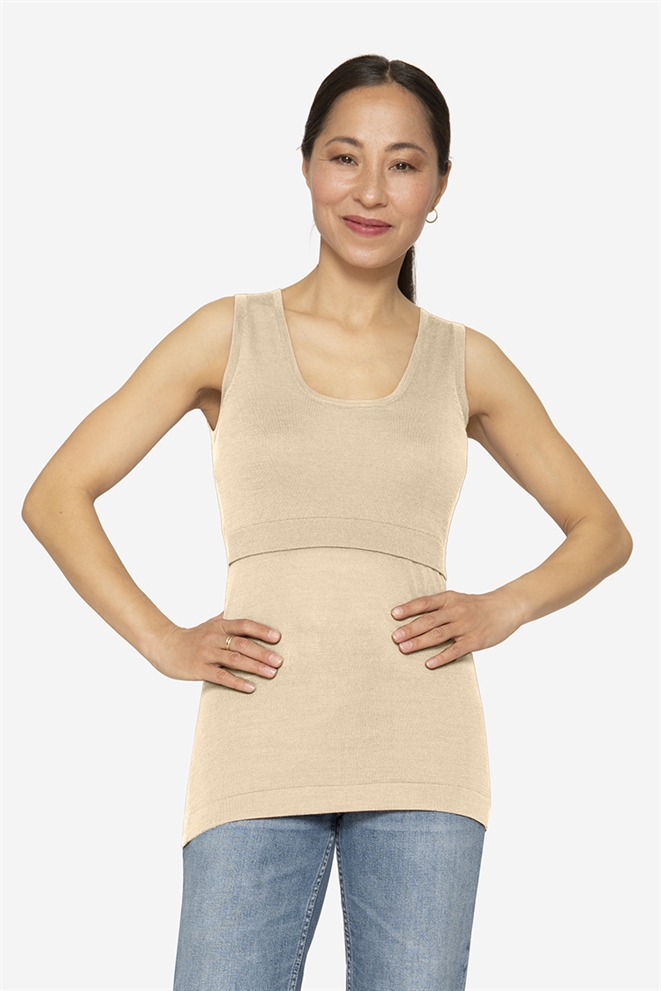 Beige Stilltop, aus 100 % Mulesing free Merino Wolle von Milker