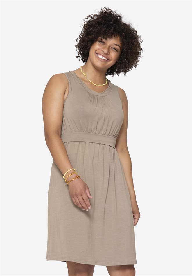 Beige ärmelloses Stillkleid aus Bambusfasern aus Bio-Bambus von Milker