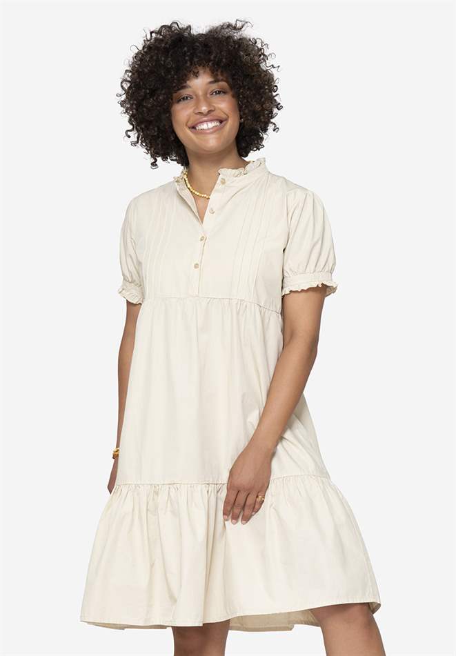 Lockeres Stillkleid aus Bio-Baumwolle in beige von Milker