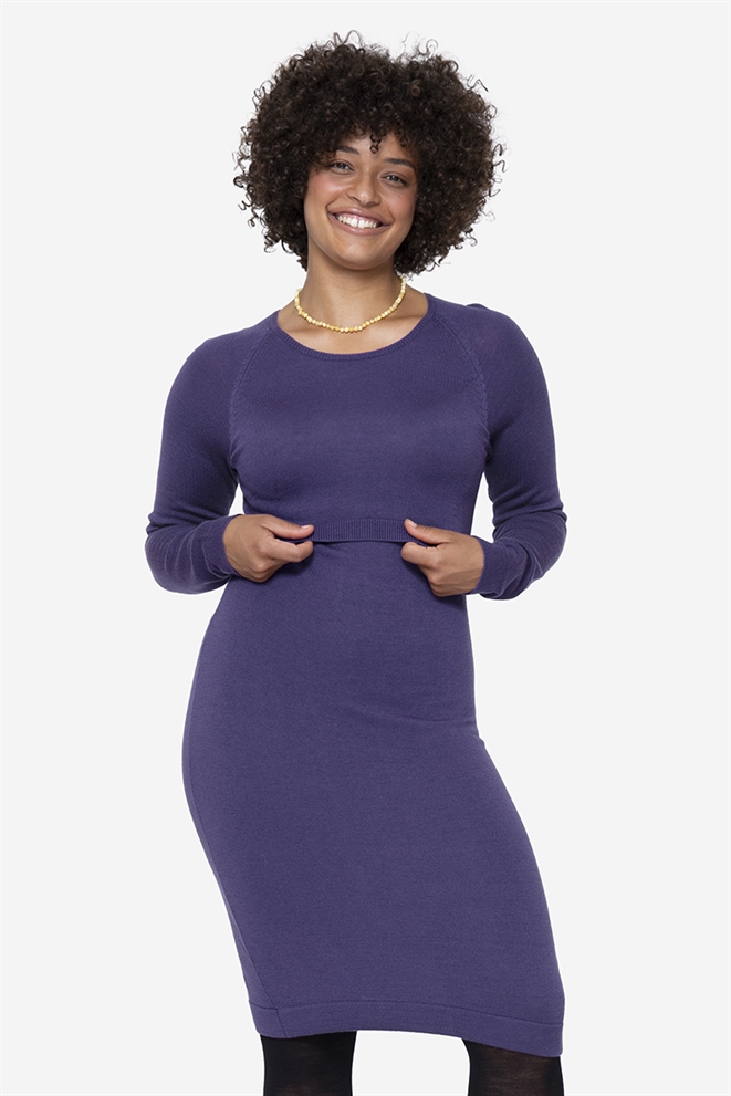 Violett stillkleid, langarmig, aus mulesing free Merino Wolle von Milker