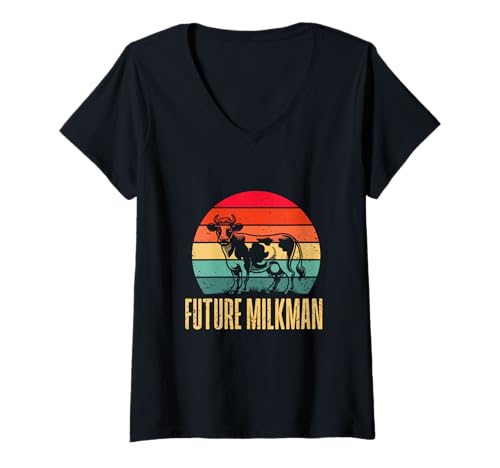 Damen Zukünftiger Milchmann T-Shirt mit V-Ausschnitt Damen Zukünftiger Milchmann T-Shirt mit V-Ausschnitt von Milkman Cream Job Funny Pride Jokes