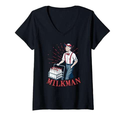 Damen Milchmann T-Shirt mit V-Ausschnitt von Milkman Worker Profession Quote