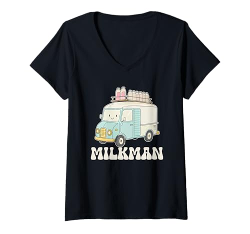 Damen Milchmann T-Shirt mit V-Ausschnitt Damen Milchmann T-Shirt mit V-Ausschnitt von Milkman Worker Profession Quote