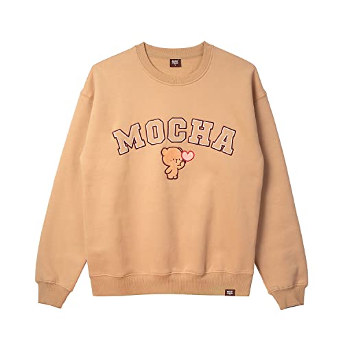 Milkmochabear Offizielles Milch und Mokka, Oversize-Sweatshirt, Rundhalsausschnitt, lässig, Unisex, weich, bestickt, für Herren und Damen, Mokka, X-Large von Milkmochabear
