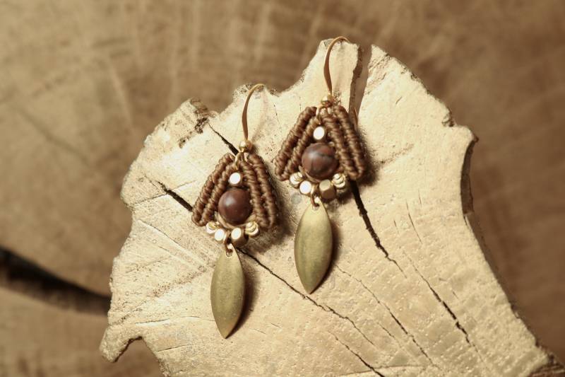 Calypso | Makramee Ohrringe Boho Hippie Vintage Geschenkidee Geschenk Weihnachtsgeschenk Geburtstagsgeschenk Heilstein von Milkramee