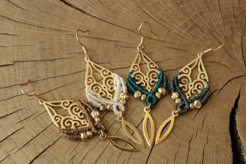 Devi | Makramee Ohrringe Orientalisch Ornament Boho Hippie Vintage Stil Schmuck Geschenkidee Muttertag Hochzeit Hochzeitsschmuck Geburtstag von Milkramee