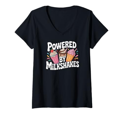 Damen Bereitgestellt von Milkshakes Delicious Delight T-Shirt mit V-Ausschnitt Damen Bereitgestellt von Milkshakes Delicious Delight T-Shirt mit V-Ausschnitt von Milkshake Enthusiasts Beverage Lovers