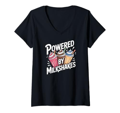 Damen Bereitgestellt von Milkshakes Fun Cool Treats T-Shirt mit V-Ausschnitt Damen Bereitgestellt von Milkshakes Fun Cool Treats T-Shirt mit V-Ausschnitt von Milkshake Lovers Delight Enthusiasts