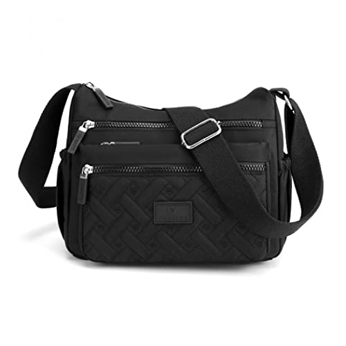 Milky Way Damen Multi Pocket Casual Crossbody Tasche Schultertasche Handtasche Mädchen, Verstellbare Weiche Große Kapazität Handtasche Telefon Tasche für Einkaufen Reisen Arbeit, Schwarz von Milky Way