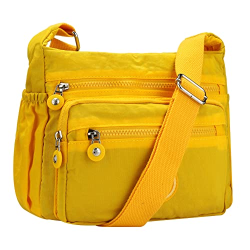 Damen-Umhängetasche, mit mehreren Taschen, wasserdicht, Schultertasche, Mädchen, Damen, Crossbody-Seite, gelb, Einheitsgröße von Milky Way