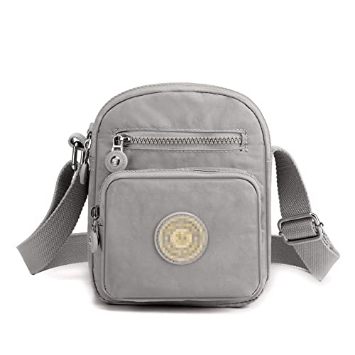 Milky Way Damen-Handtasche mit mehreren Taschen, lässig, Nylon, Umhängetasche, Kuriertasche für Damen und Mädchen, zum Einkaufen, Wandern, für den täglichen Gebrauch, grau, Einheitsgröße von Milky Way