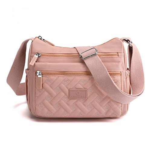 Milky Way Damen Umhängetasche mit Mehreren Fächern, Wasserdichte Nylon Handytasche zum Umhängen, Handtasche Umhängetaschen für den täglichen Gebrauch und Reisen (Rosa) von Milky Way