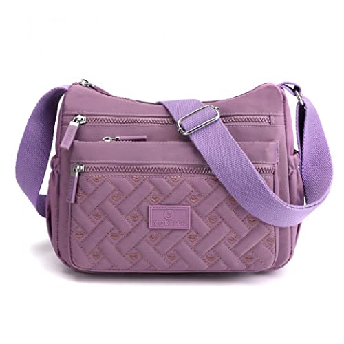 Milky Way Damen Umhängetasche mit Mehreren Fächern, Wasserdichte Nylon Handytasche zum Umhängen, Handtasche Umhängetaschen für den täglichen Gebrauch und Reisen (Violett) von Milky Way