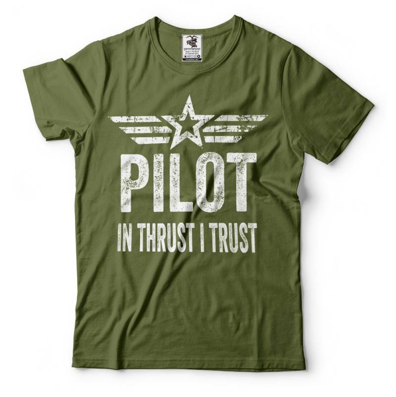 Lustiges Piloten T-Shirt Flugschullehrer Geschenk, "In Thrust I Trust" von MilkyWayTshirts
