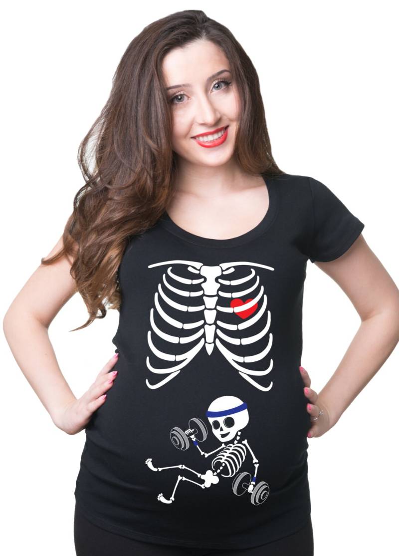Skeleton Baby Boy Mutterschaft T-Shirt Lustiges X Ray Trainer in Fortschritt Shirt von MilkyWayTshirts