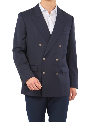 Mill&Tailor Herren Sakko 2 Reiher Marine I Größe individuell wählbar I Jacket für Männer I 100% Schurwolle I Schicke Siegelknöpfe mit Prägung von Mill&Tailor
