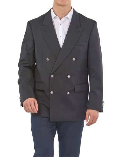 Mill&Tailor Herren Sakko 2 Reiher Schwarz I Größe individuell wählbar I Jacket für Männer I 100% Schurwolle I Schicke Siegelknöpfe mit Prägung von Mill&Tailor
