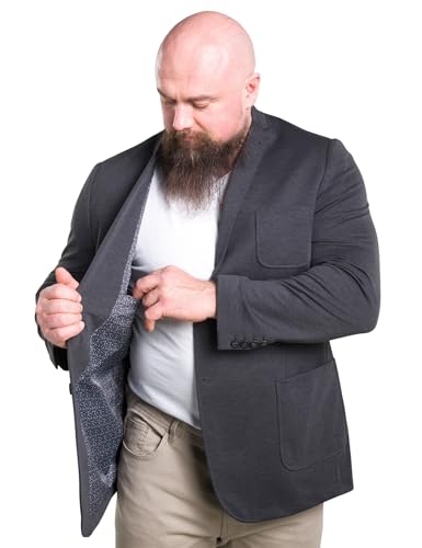 Mill&Tailor Herren Sakko Jersey Melange Grau Größe 28 I Schicker Blazer für Männer mit 5 Taschen I Jackett mit modischem Innenfutter I Stretch-Herrensakko aus 79% Polyester & 21% Viskose von Mill&Tailor