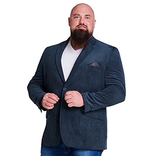 Mill&Tailor Herren Sakko mit Einstecktuch in Navy I Schickes Sakko für Männer I Modern & Sportlich I Jackett für Business & Alltag I Herrensakko für kräftige Männer von Mill&Tailor