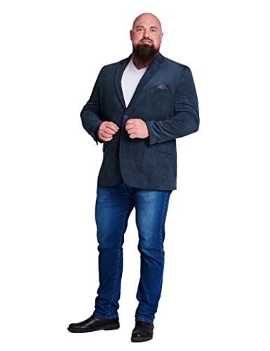 Mill&Tailor Herren Sakko mit Einstecktuch in Navy I Schickes Sakko für Männer I Modern & Sportlich I Jackett für Business & Alltag I Herrensakko für kräftige Männer von Mill&Tailor