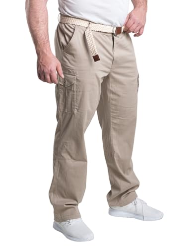 Mill&Tailor Herrenhose kitt Größe 72 I Cargo-Hose aus Baumwolle I Bequeme Pants Comfort Fit mit 6 Taschen I Männer-Hose elegant & lässig mit 6 Gürtel-Schlaufen I Hosen in Übergrößen von Mill&Tailor