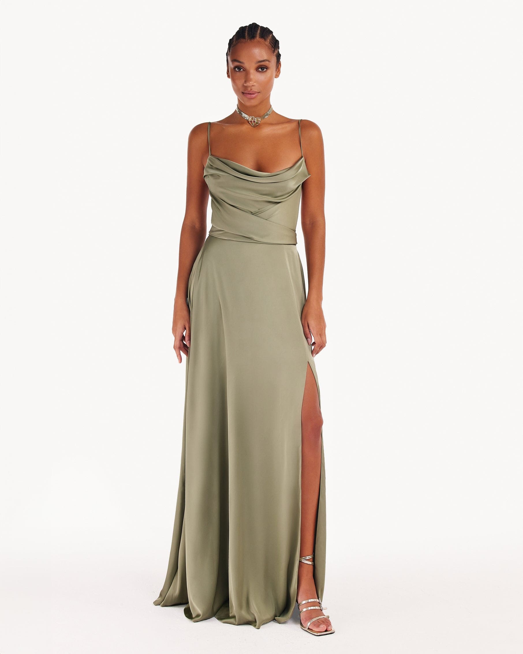 Boudoir olive silk slip dress - Green - M - Milla - Maxi dresses Boudoir olive silk slip dress - Green - M - Milla - Maxi dresses von Milla