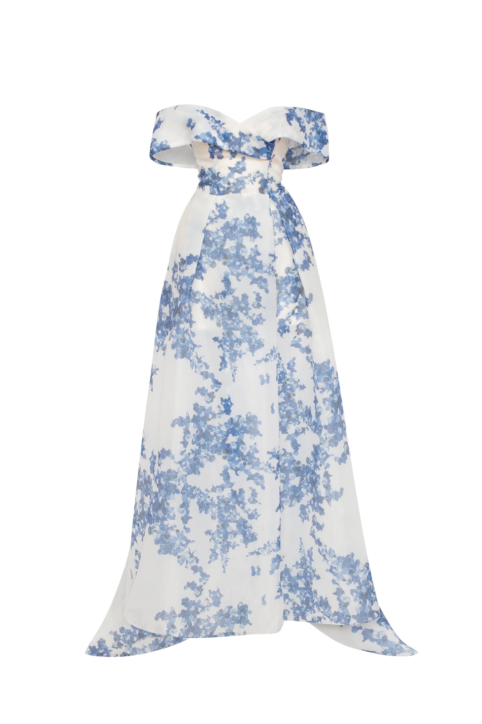 Catchy off-the-shoulder blue hydrangea maxi dress, Garden of Eden von Milla