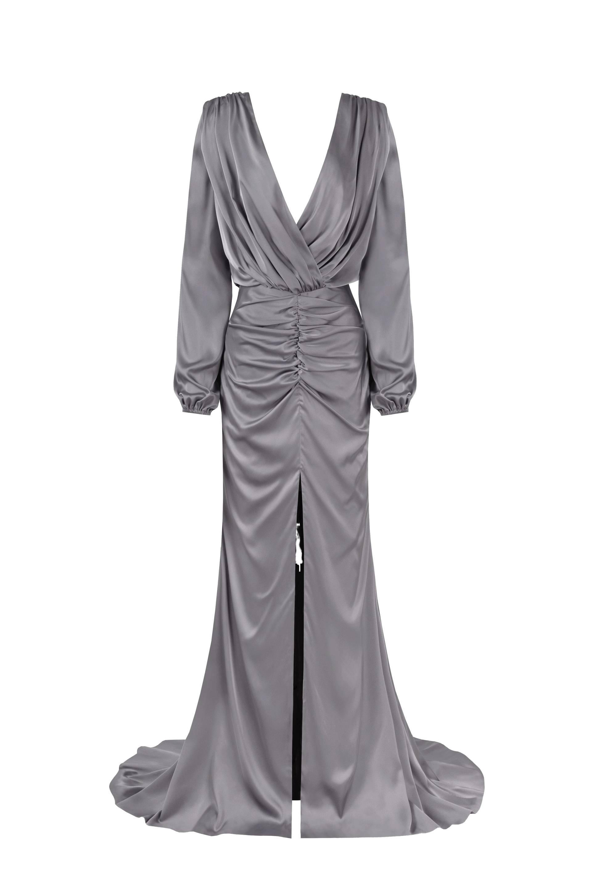 Fancy silver silk maxi evening dress - Grey - XS - Milla - Maxi dresses Fancy silver silk maxi evening dress - Grey - XS - Milla - Maxi dresses von Milla