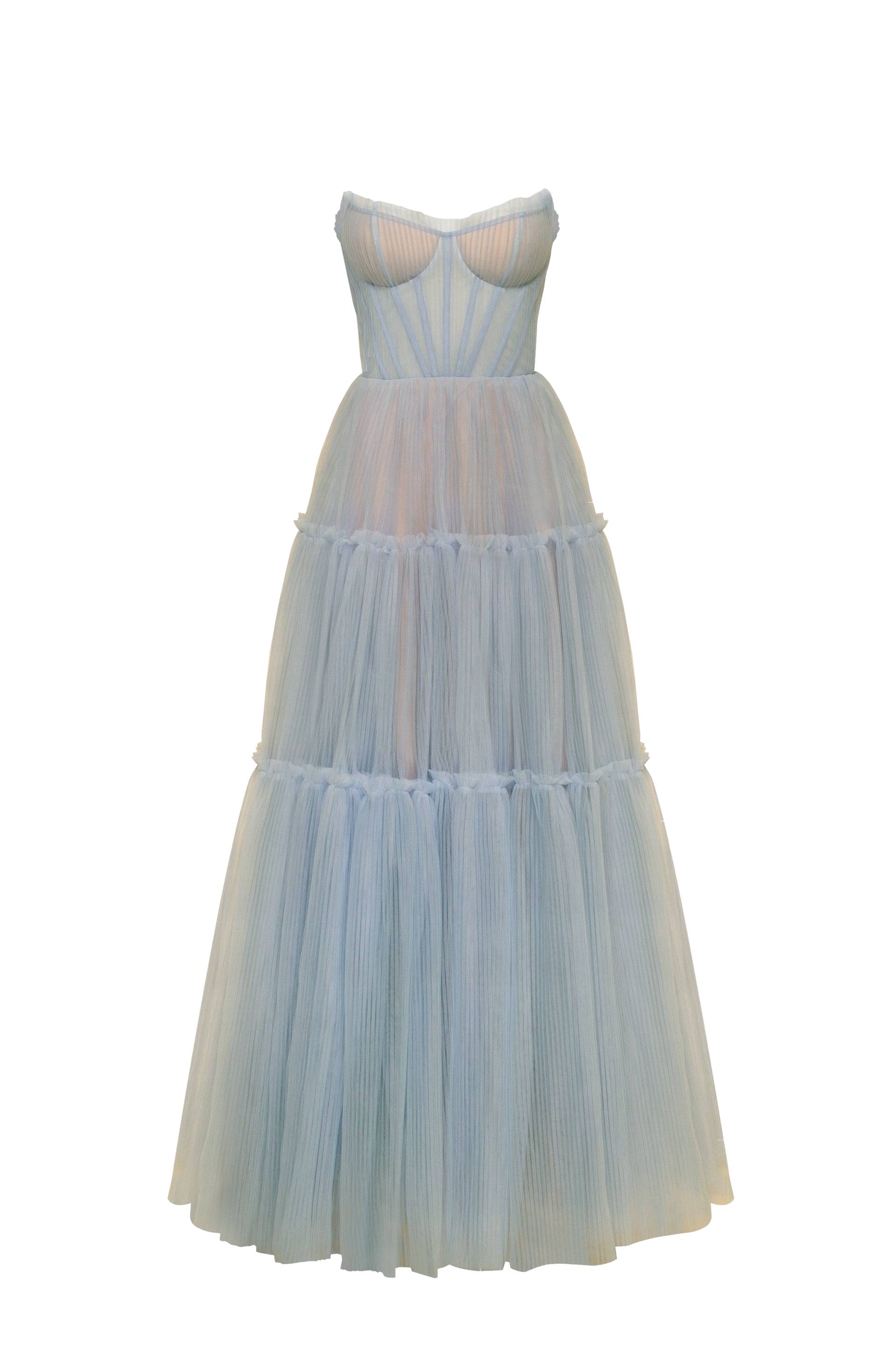 Ocean wave tulle maxi dress with ruffled skirt, Garden of Eden von Milla